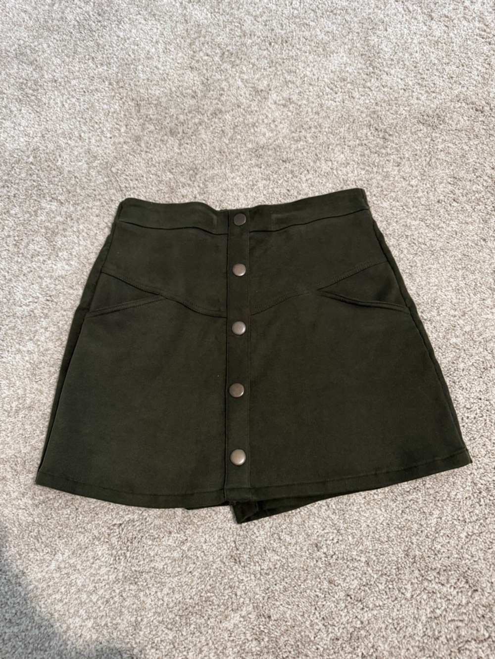 Zara Olive Green Button-Front Mini skirt